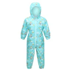 Regatta Childrens/Kids Pobble Peppa Pig Clouds Waterproof Puddle Suit (Aruba Blue)