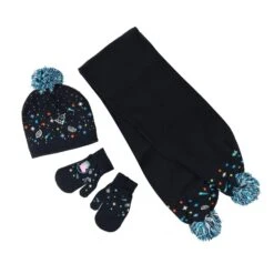 Regatta Pom Pom Knitted Peppa Pig Hat Gloves And Scarf Set (Navy)