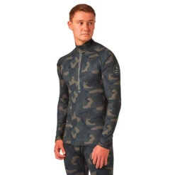 Bodyfit Limited Edition Zip Neck Forest Geo Camo