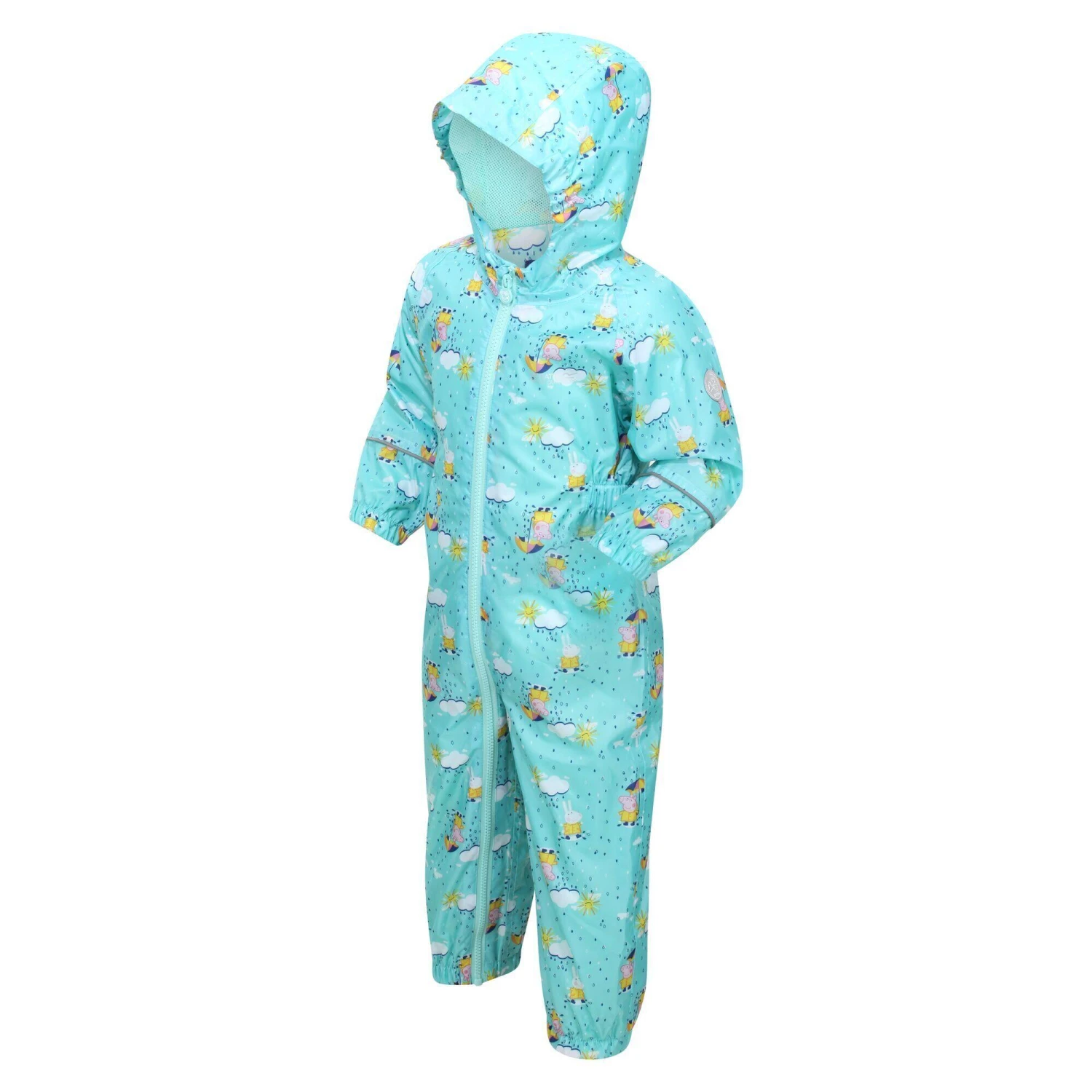 Regatta Childrens/Kids Pobble Peppa Pig Clouds Waterproof Puddle Suit (Aruba Blue) - Image 3