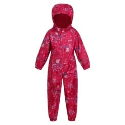 Regatta Childrens/Kids Pobble Peppa Pig Floral Waterproof Puddle Suit (Pink Fusion)